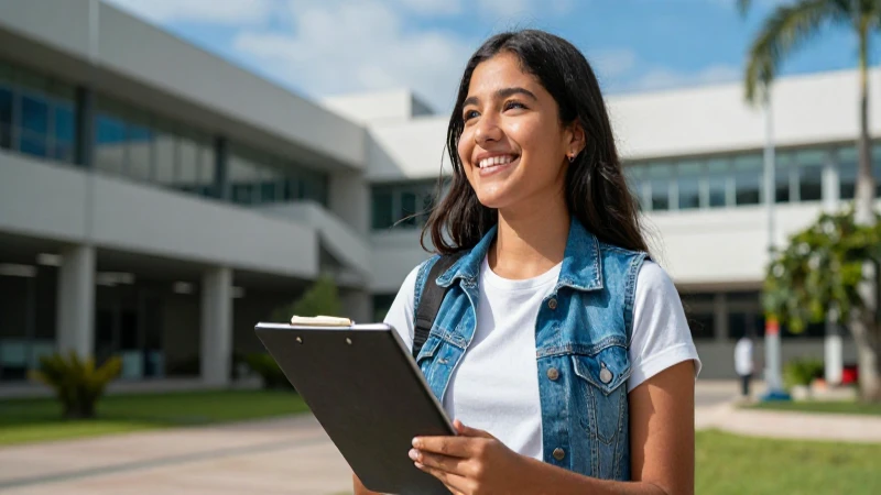 Estudiante mexicana estudia con optimismo universitario