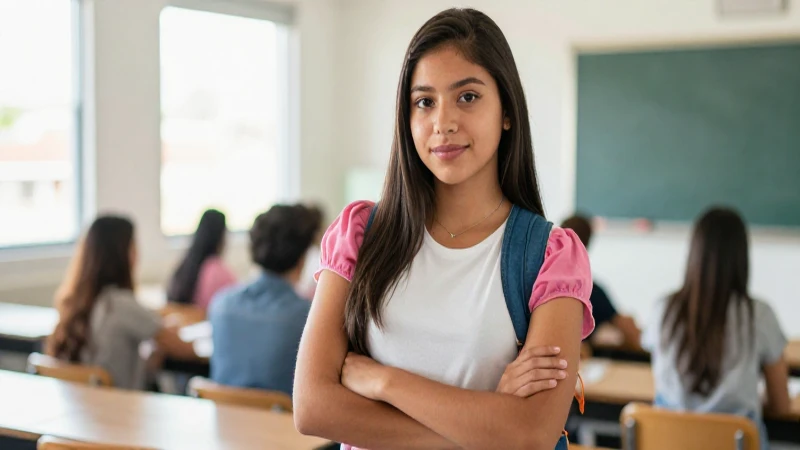 Estudiante mexicano exitoso en aula moderna