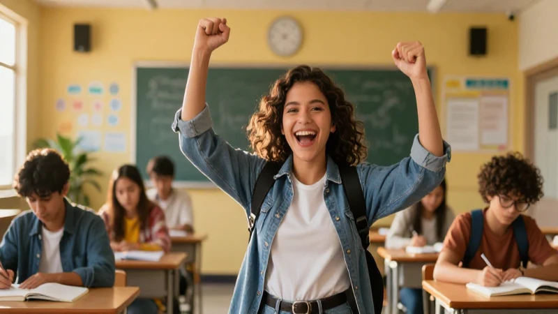 Estudiante mexicano celebra éxito en aula vibrante