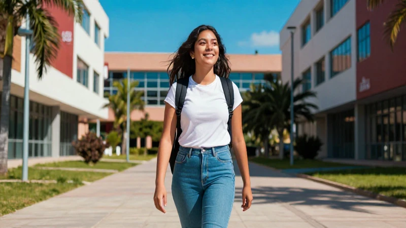Alegría estudiantil en moderno campus universitario
