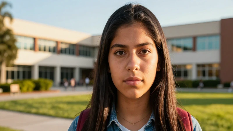 Estudiante mexicano determinado en campus moderno