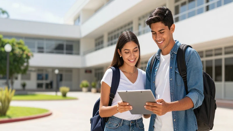Pareja mexicana celebrando progreso y éxito académico