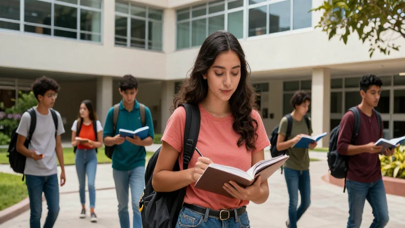 Estudiantes mexicanos vibrantes en campus universitario moderno
