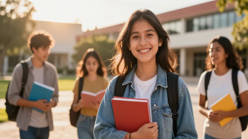 Estudiante mexicano inspirador en campus dorado