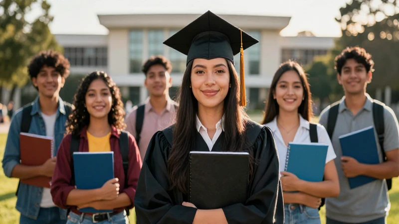 Jóvenes mexicanos universitarios en campus moderno