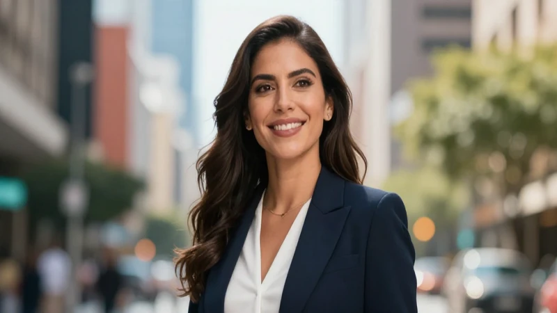 Mujer mexicana profesional sonríe con confianza en la ciudad
