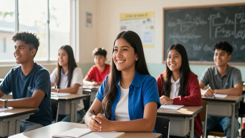 Estudiantes mexicanos en aula luminosa y vibrante