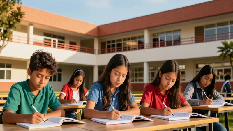 Jóvenes mexicanos estudiando en campus moderno