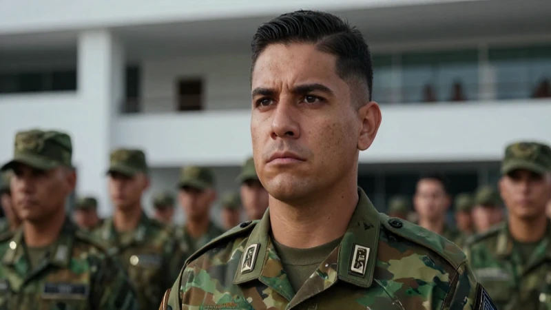 Militar mexicano en uniforme en academia