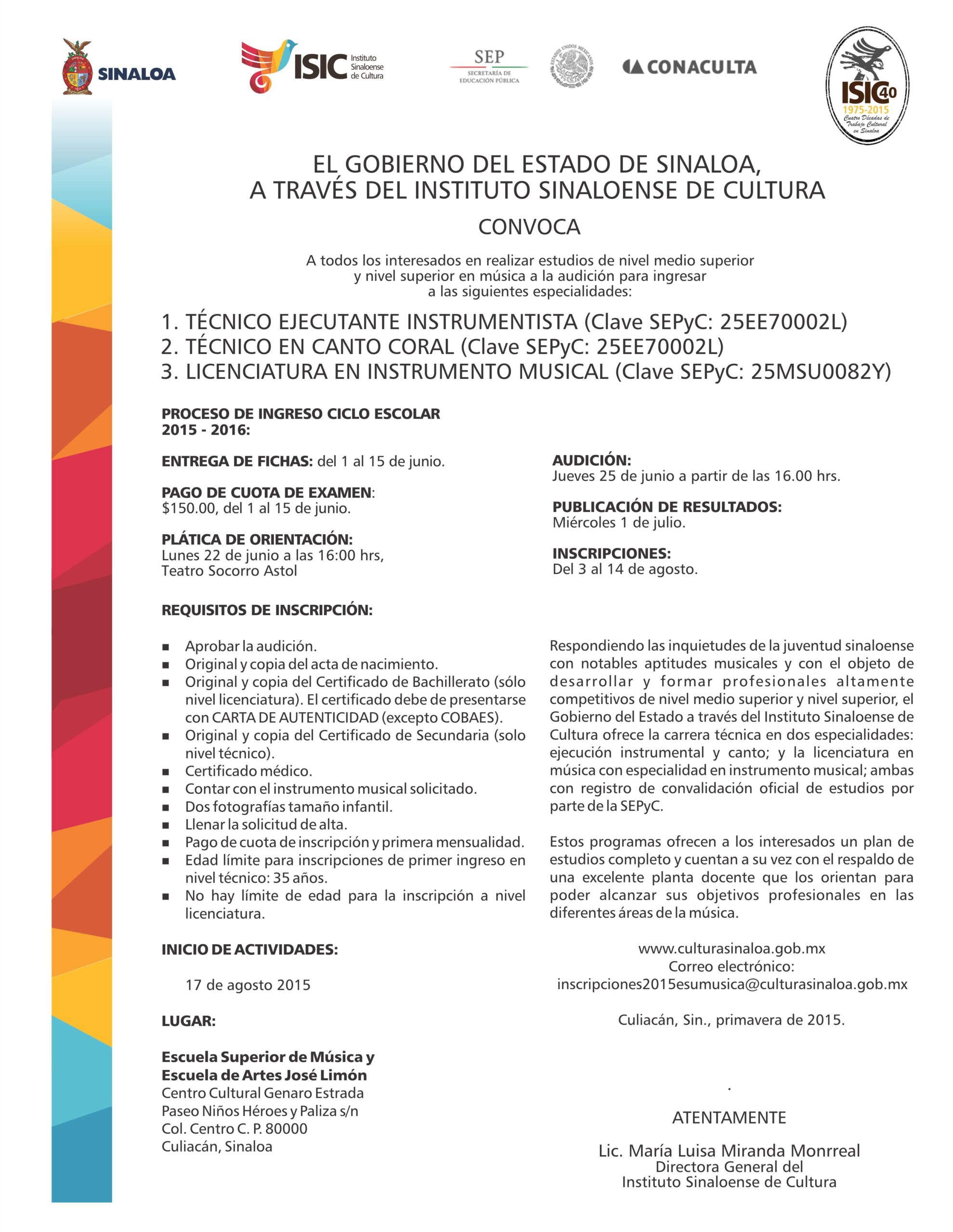 Requisitos para convocatoria en nivel medio superior