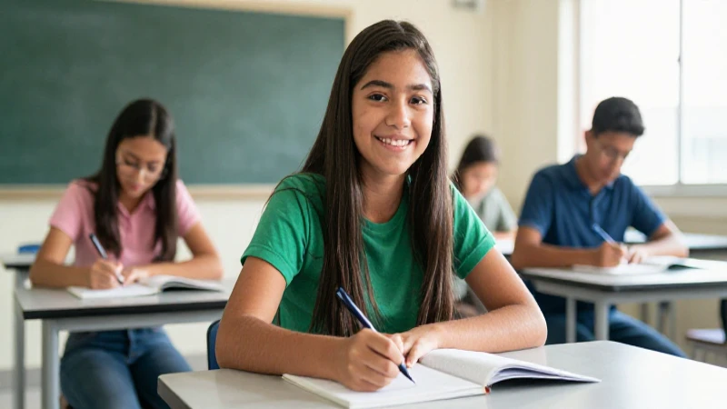 Estudiante mexicano estudia en aula soleado