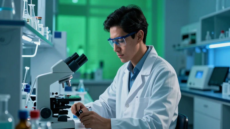 Joven científico mexicano en laboratorio de biotecnología