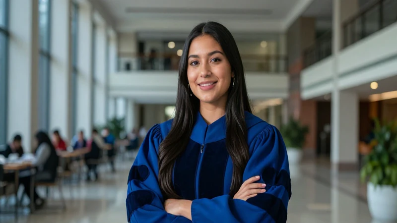 Estudiante mexicana de doctorado con expresión confiada