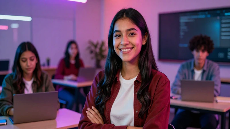 Estudiante mexicano vibrante en entorno moderno