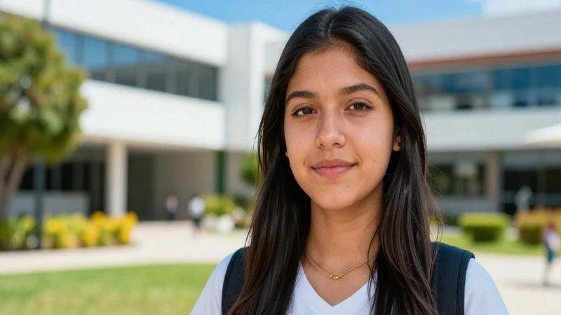 Retrato dinámico de estudiante mexicano en campus