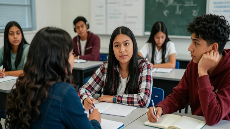 Estudiantes mexicanos colaborando en un aula moderna
