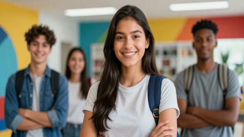 Estudiante mexicano confiado en escuela moderna