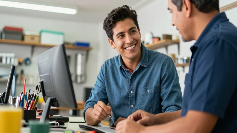 Joven mexicano colaborando en taller moderno