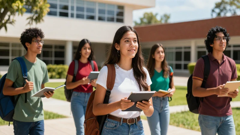 Estudiantes mexicanos con futuro brillante en un campus vibrante
