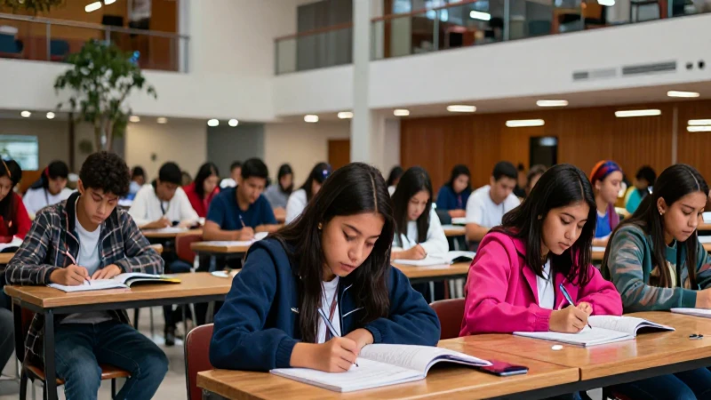 Estudiantes mexicanos estudian en un campus universitario vibrante