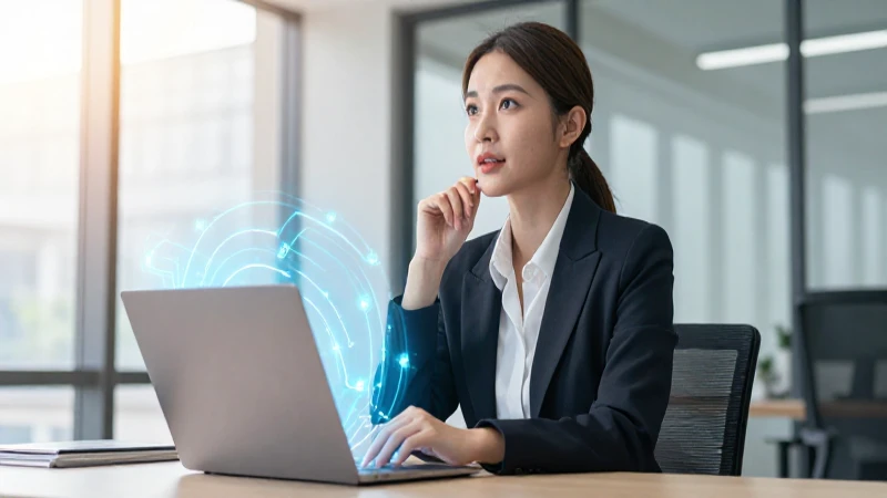 Mujer profesional con visión de futuro en una oficina moderna