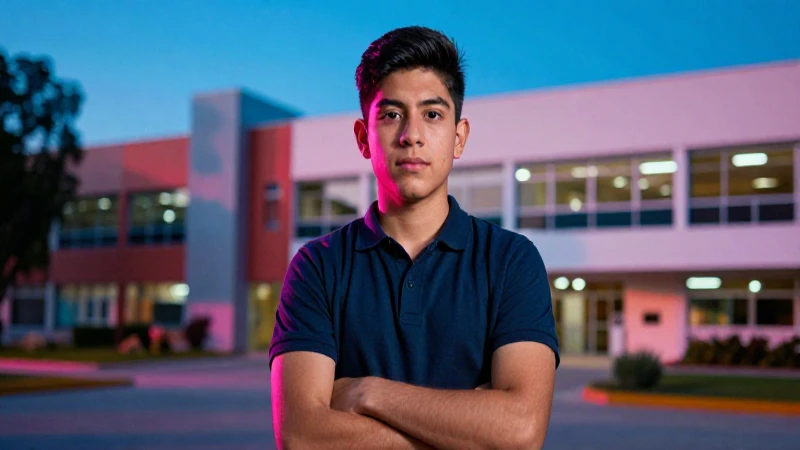 Estudiante mexicano con oportunidad en campus moderno