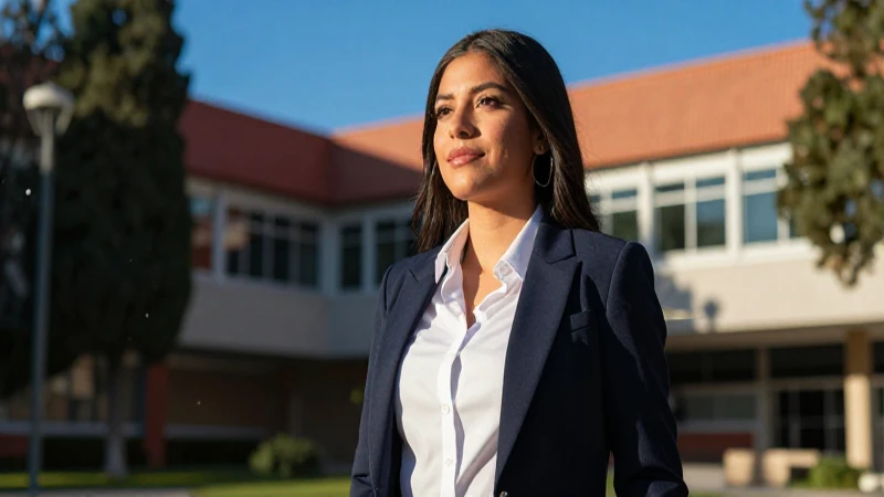 Joven universitaria mexicana exitosa en plano dinámico