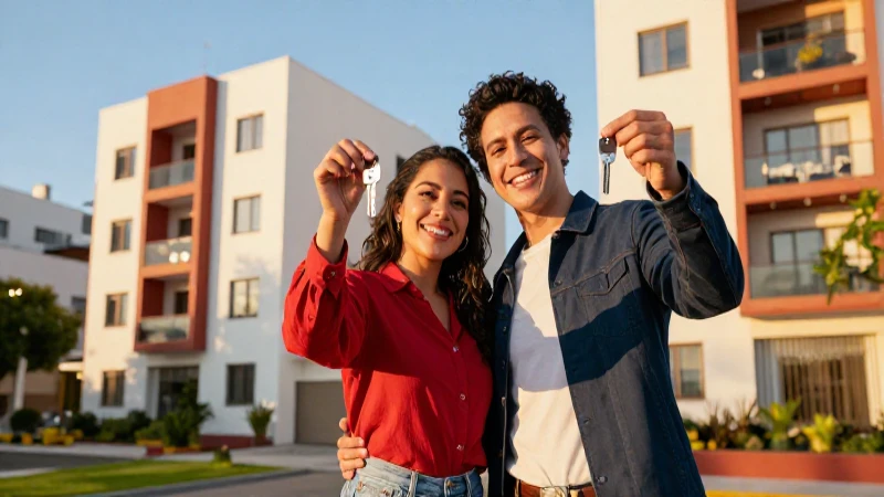 Pareja mexicana orgullosa con nuevas llaves