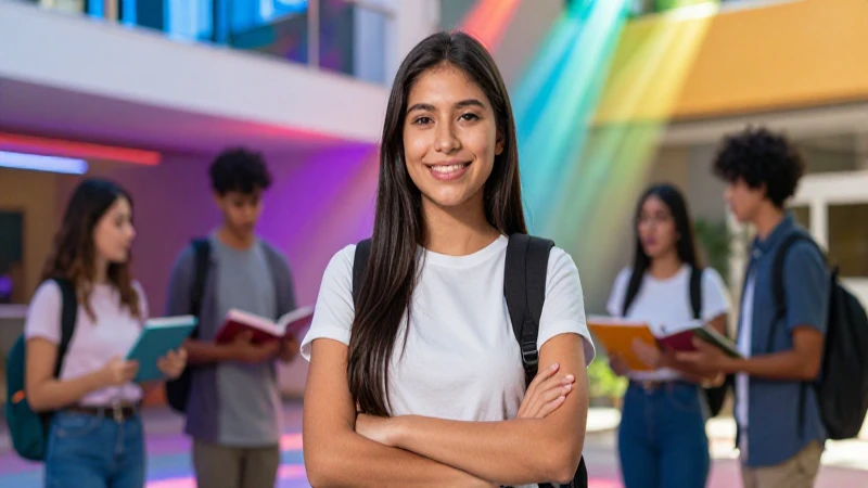Joven mexicano confiado en campus moderno