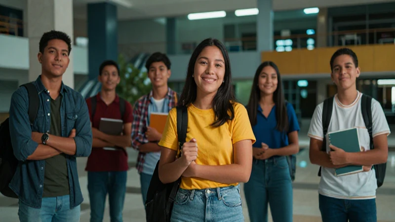 Estudiantes entusiastas en campus universitario moderno