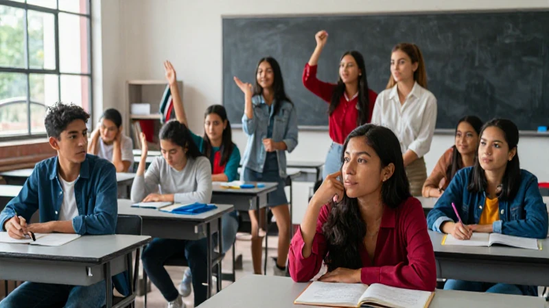 Jóvenes estudiantes mexicanos colaboran en clase