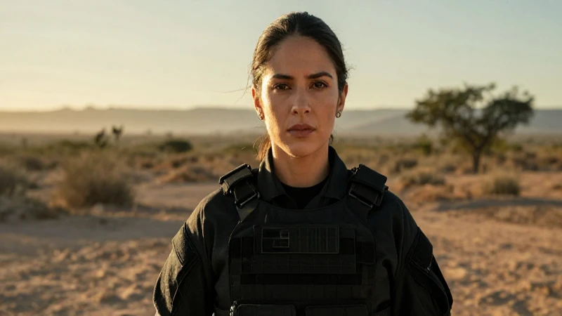 Mujer mexicana determinada en uniforme táctico