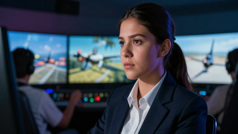 Estudiante mexicano decidido en simulador de vuelo