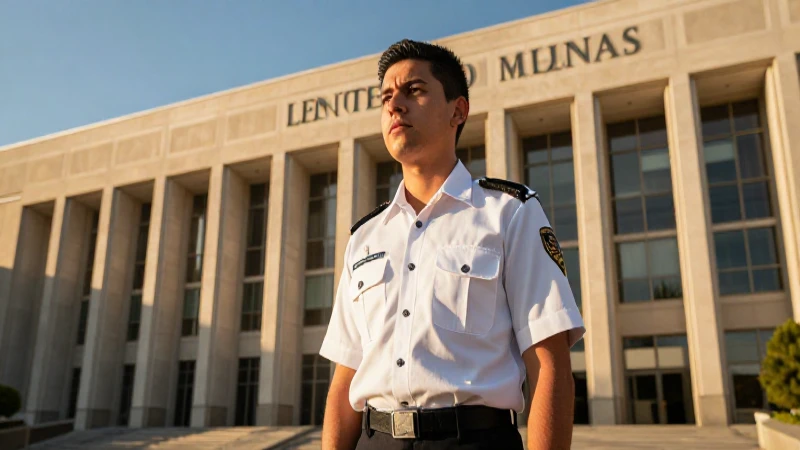 Joven mexicano decidido ante moderna arquitectura
