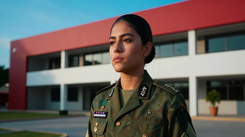 Cadete mexicano enfocado en campus militar