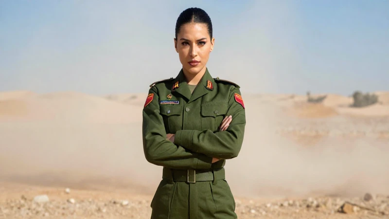 Mujer mexicana en uniforme militar, determinada y fuerte