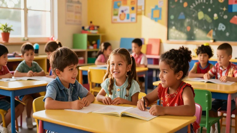Niños mexicanos alegres en una clase vibrante