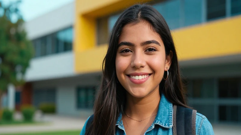 Estudiante mexicano confiado en campus moderno