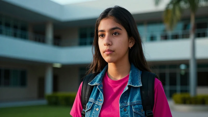 Estudiante mexicano, energía y oportunidad en campus moderno