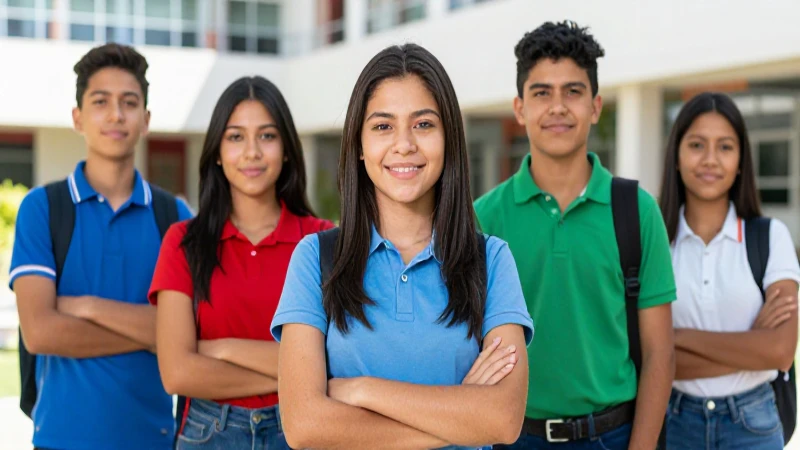 Estudiantes mexicanos confiados en un campus moderno
