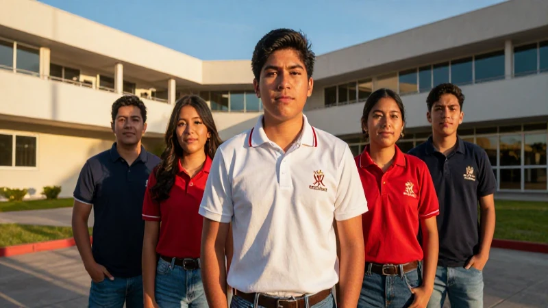 Joven mexicano moderno en campus con luz dorada