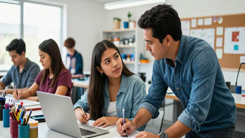Estudiante mexicano motivado en taller moderno