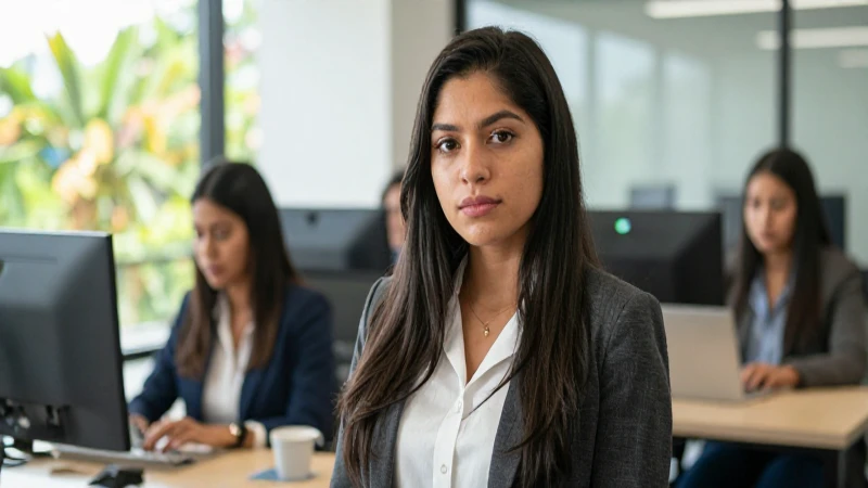 Estudiante mexicano profesional en oficina moderna