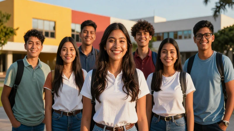 Estudiantes mexicanos son alegres bajo luz dorada