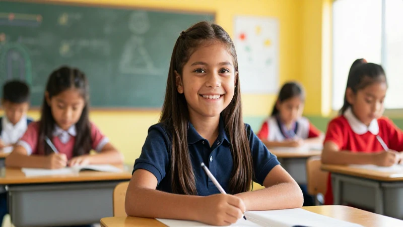 Estudiante mexicano alegre en aula moderna