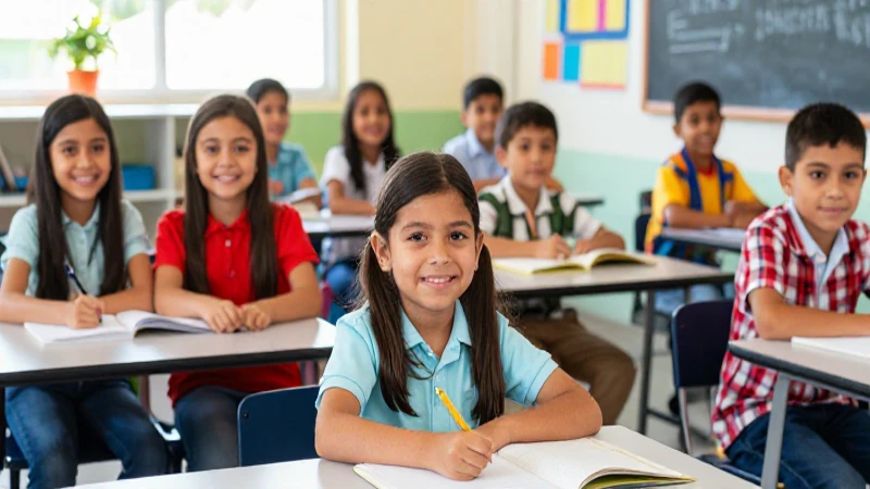 Estudiantes mexicanos felices en clase moderna