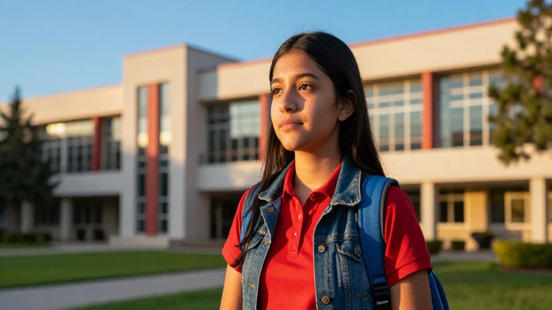 Joven estudiante mexicano confiado en moderno campus