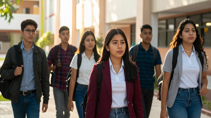 Estudiantes mexicanos exitosos en un campus vibrante