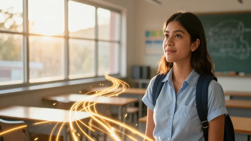 Joven estudiante mexicano en entorno moderno y luminoso