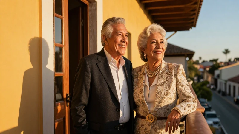 Pareja mexicana elegante bajo la luz dorada